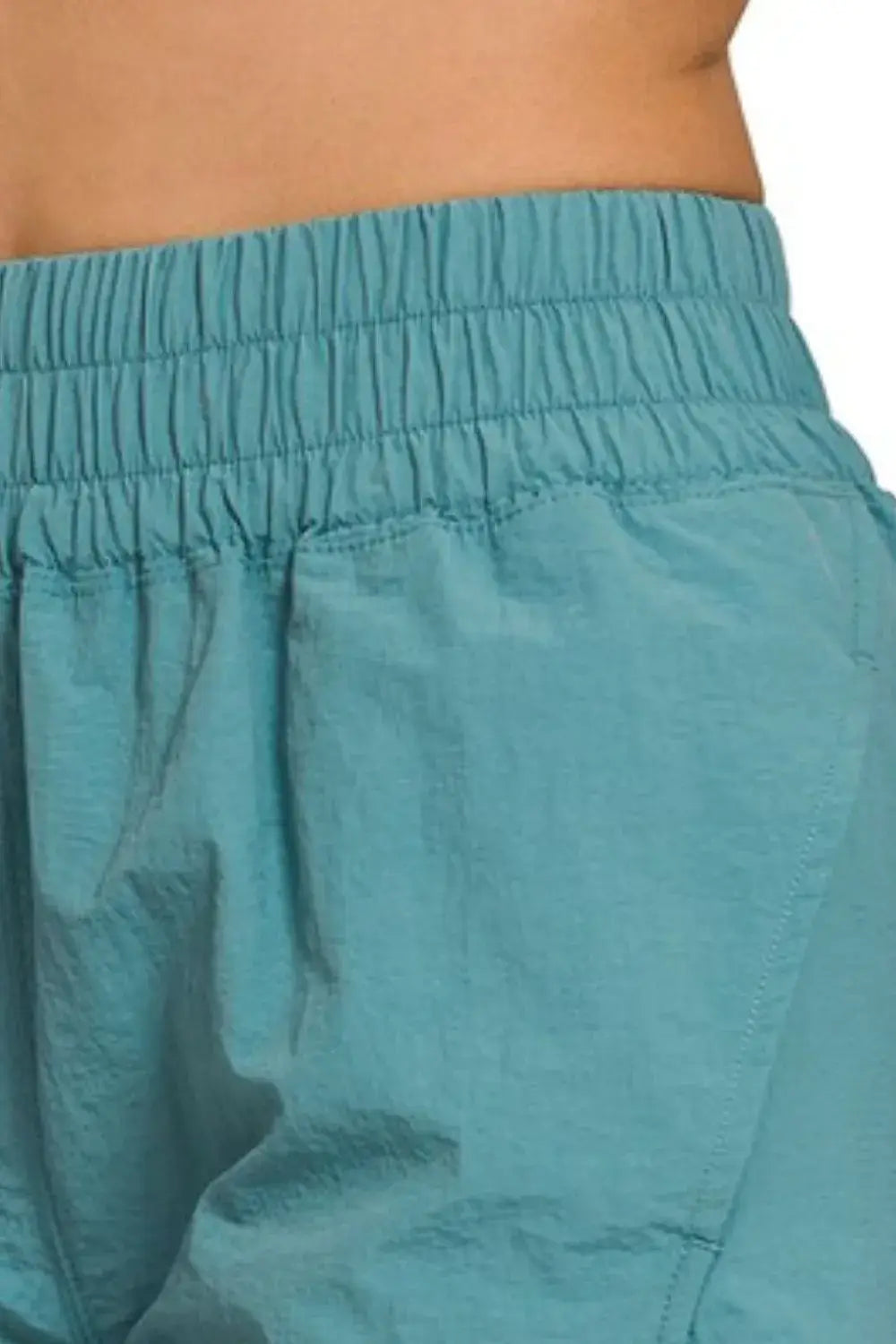 Zenana Windbreaker Smocked Waistband Running Shorts