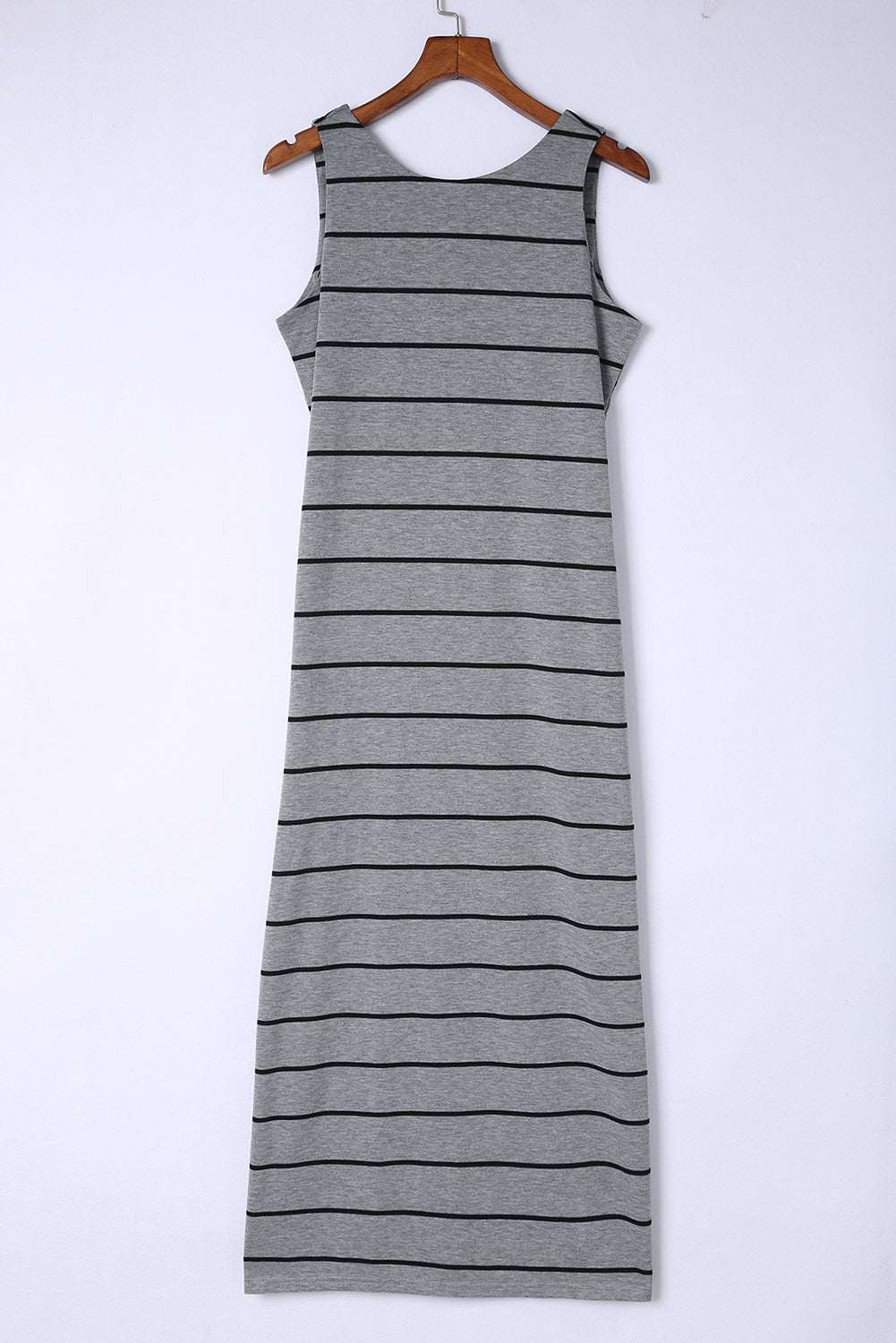 Striped Slit Sleeveless Maxi Dress - felvior