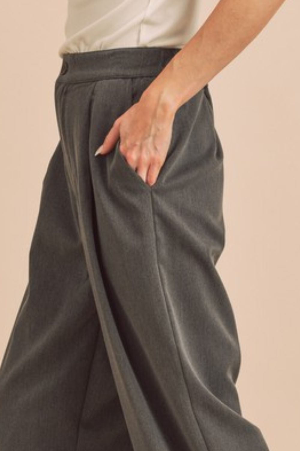 Aemi + Co High Waist Wide Leg Pants with Side Pockets
