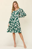 Double Take Full Size Printed Ruffle Hem Dress with Pocket - felvior