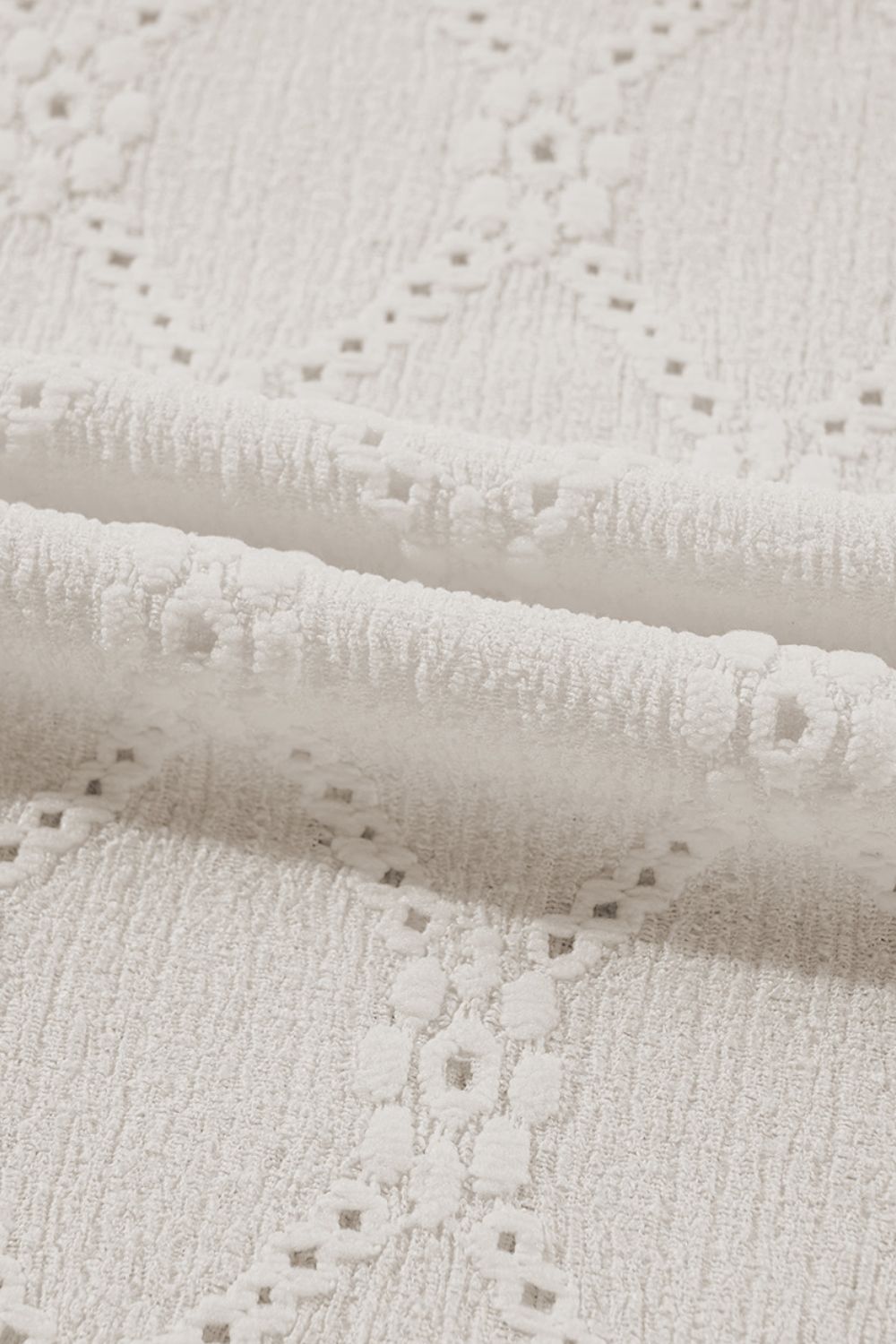 Eyelet Round Neck Short Sleeve Blouse