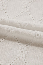 Eyelet Round Neck Short Sleeve Blouse