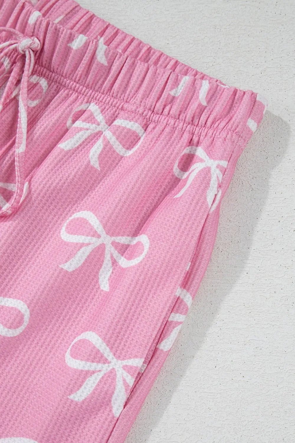 Bowknot Printed Notched T-Shirt and Shorts Set