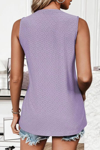 Florira Eyelet Round Neck Tank - felvior