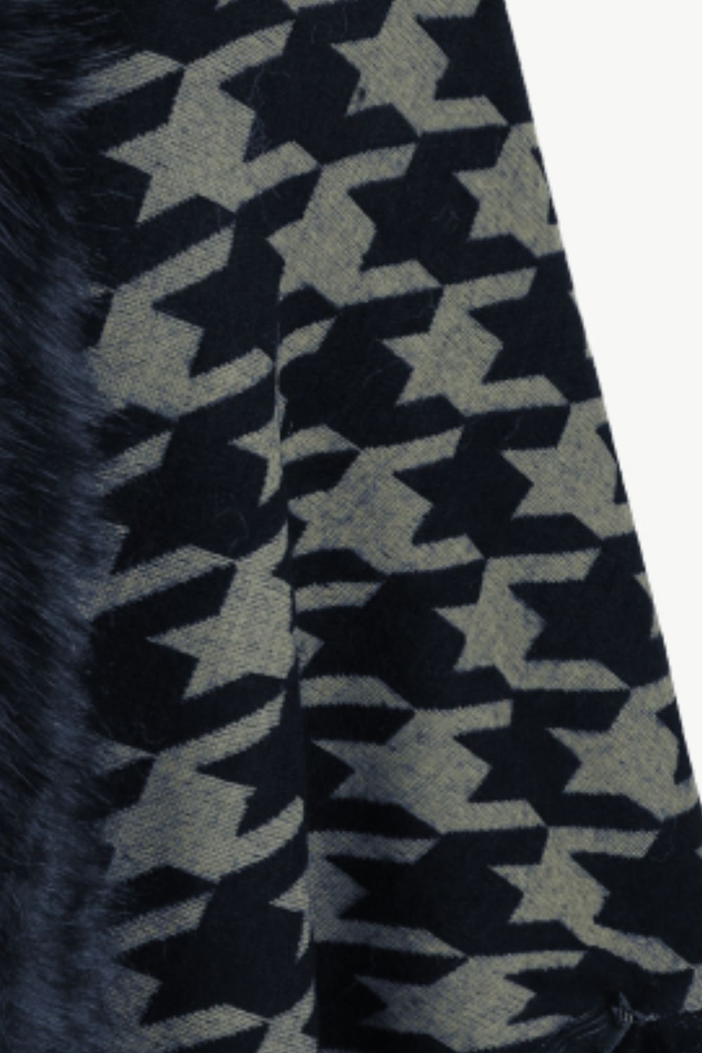 Houndstooth Fringe Hem Poncho - felvior