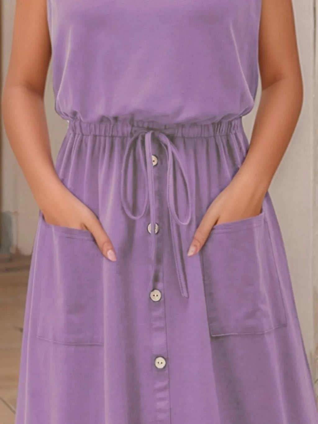 Full Size Round Neck Sleeveless Tank Dress Plus Size