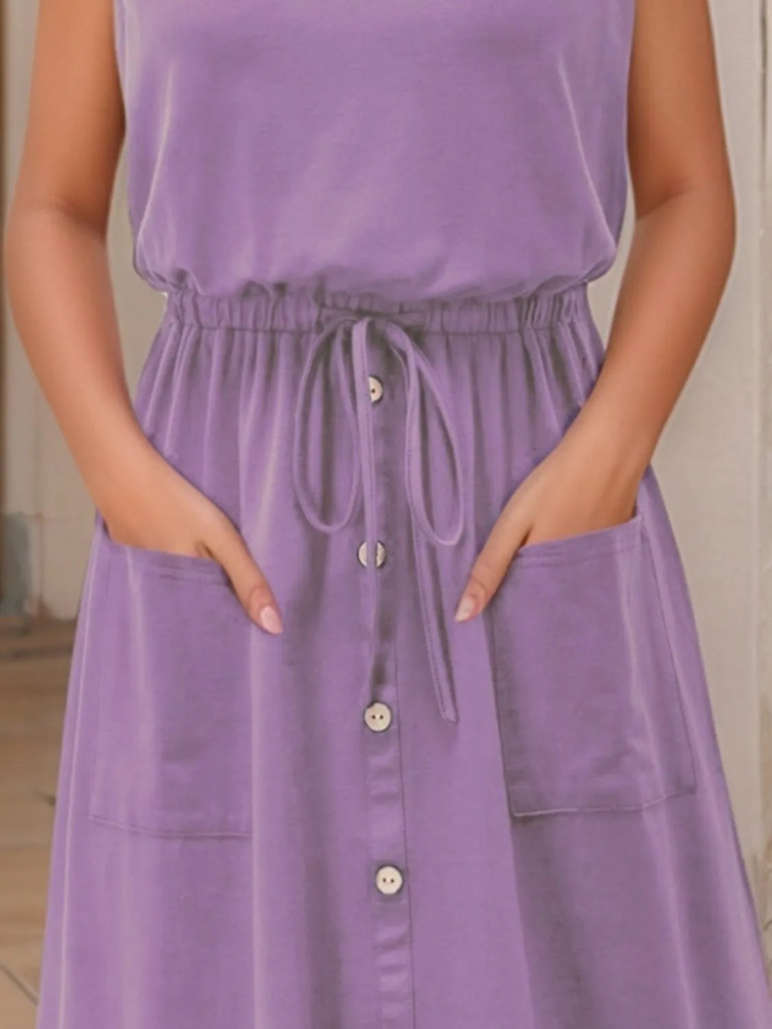 Full Size Round Neck Sleeveless Tank Dress Plus Size