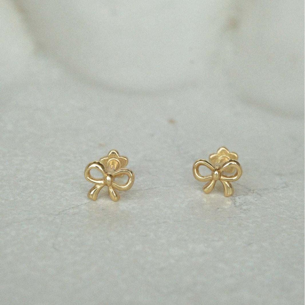 Copper Bow Stud Earrings - felvior