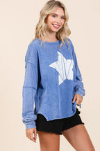 Mittoshop Star Graphic Mineral Wash Long Sleeve Top