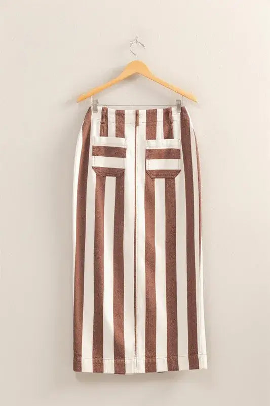 HYFVE Striped Pocket Detail Maxi Skirt