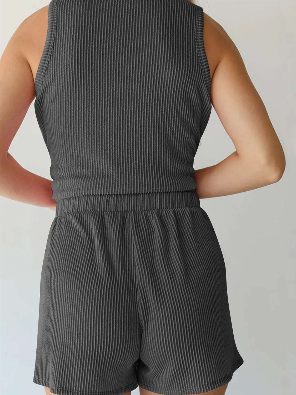 Round Neck Sleeveless Top and Shorts Set - felvior
