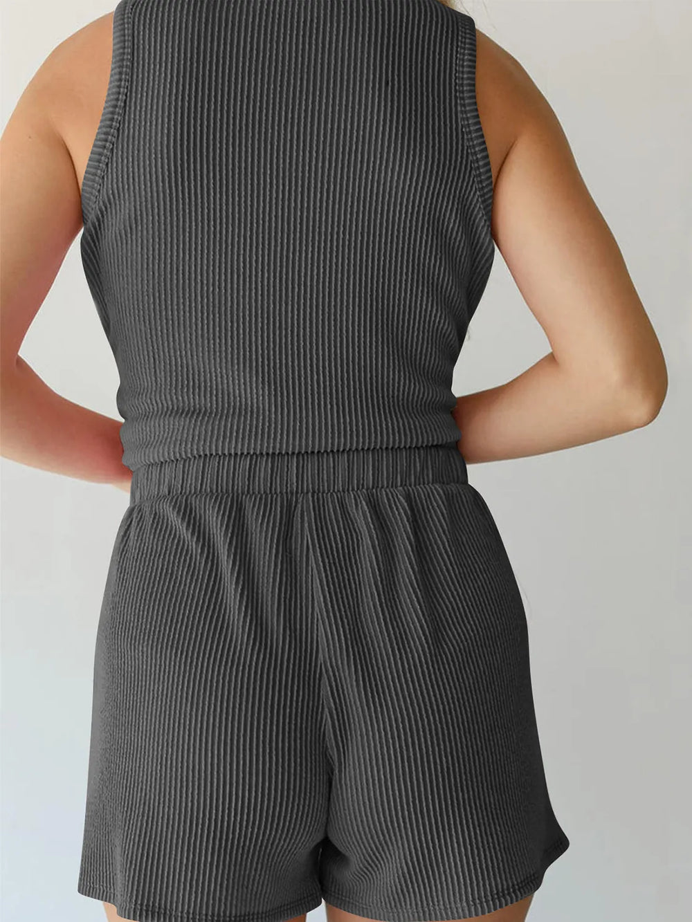 Round Neck Sleeveless Top and Shorts Set