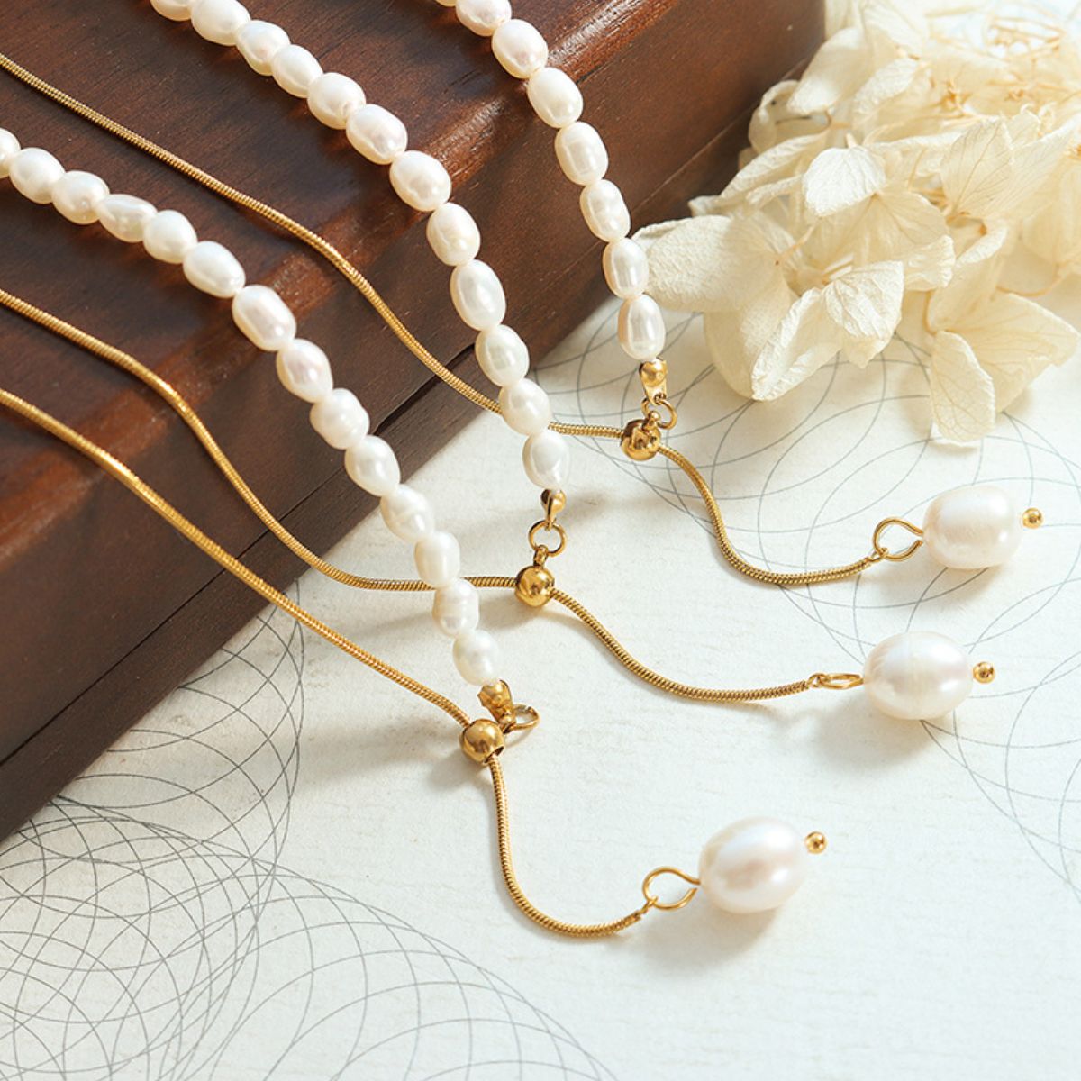 18K Gold-Plated Pearl Necklace - felvior