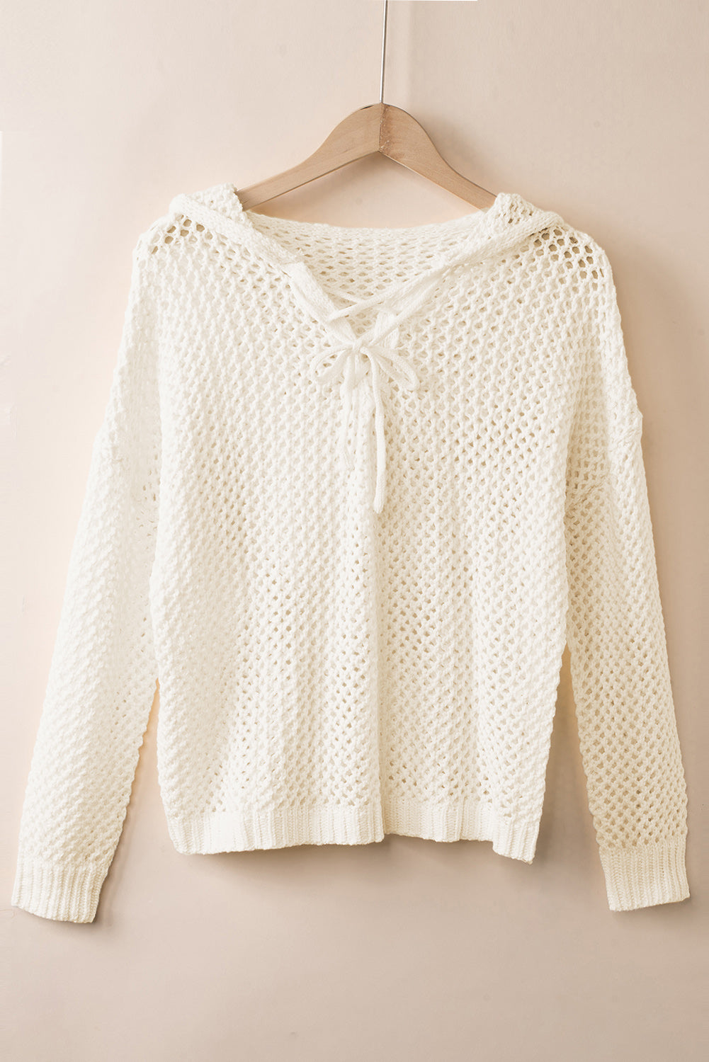 Openwork Lace-Up Hooded Sweater Hauptbild