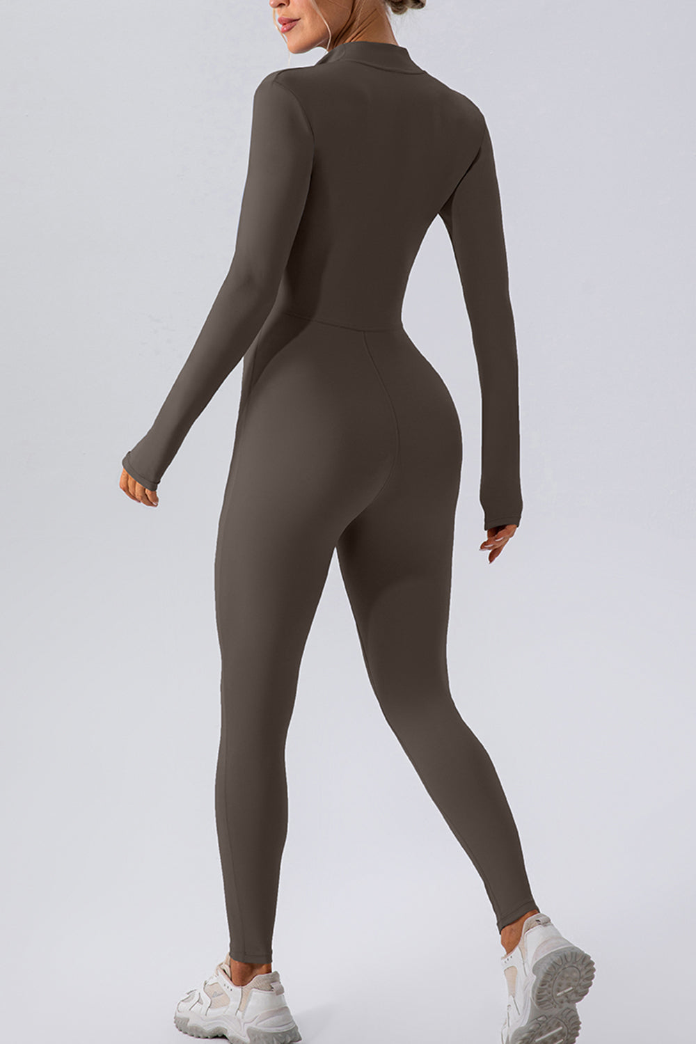 Half Zip Mock Neck Active Jumpsuit - felvior