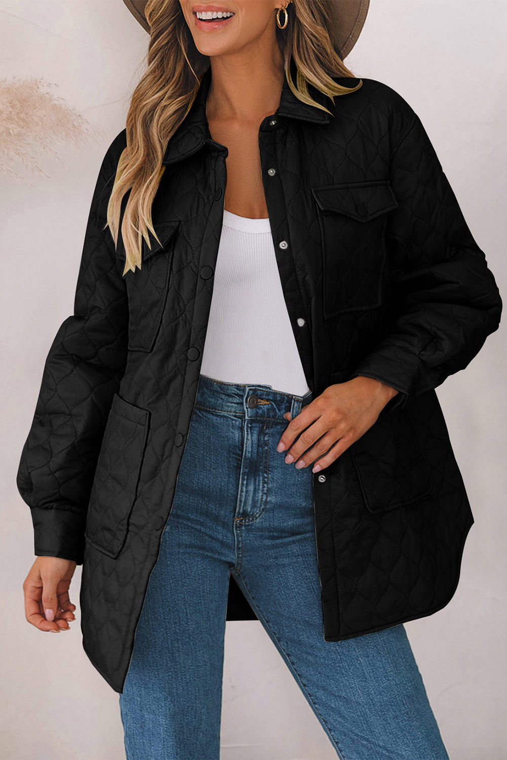 Snap Down Collared Winter Coat - felvior