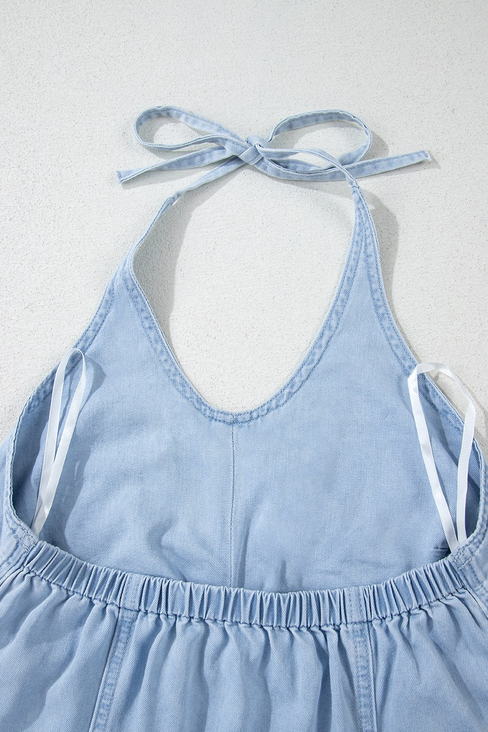 Backless Halter Neck Denim Top - felvior