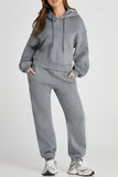 Dropped Shoulder Hooded Top and Pants Active Set - felvior