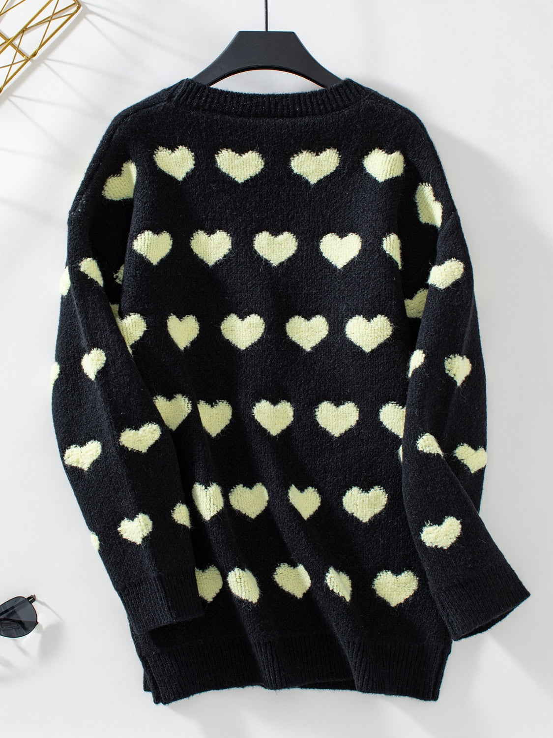 Heart V-Neck Button Up Long Sleeve Cardigan - felvior