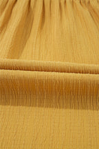 Geometric Frill Mock Neck Short Sleeve Blouse