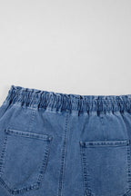 Drawstring High Waist Denim Shorts with Pockets