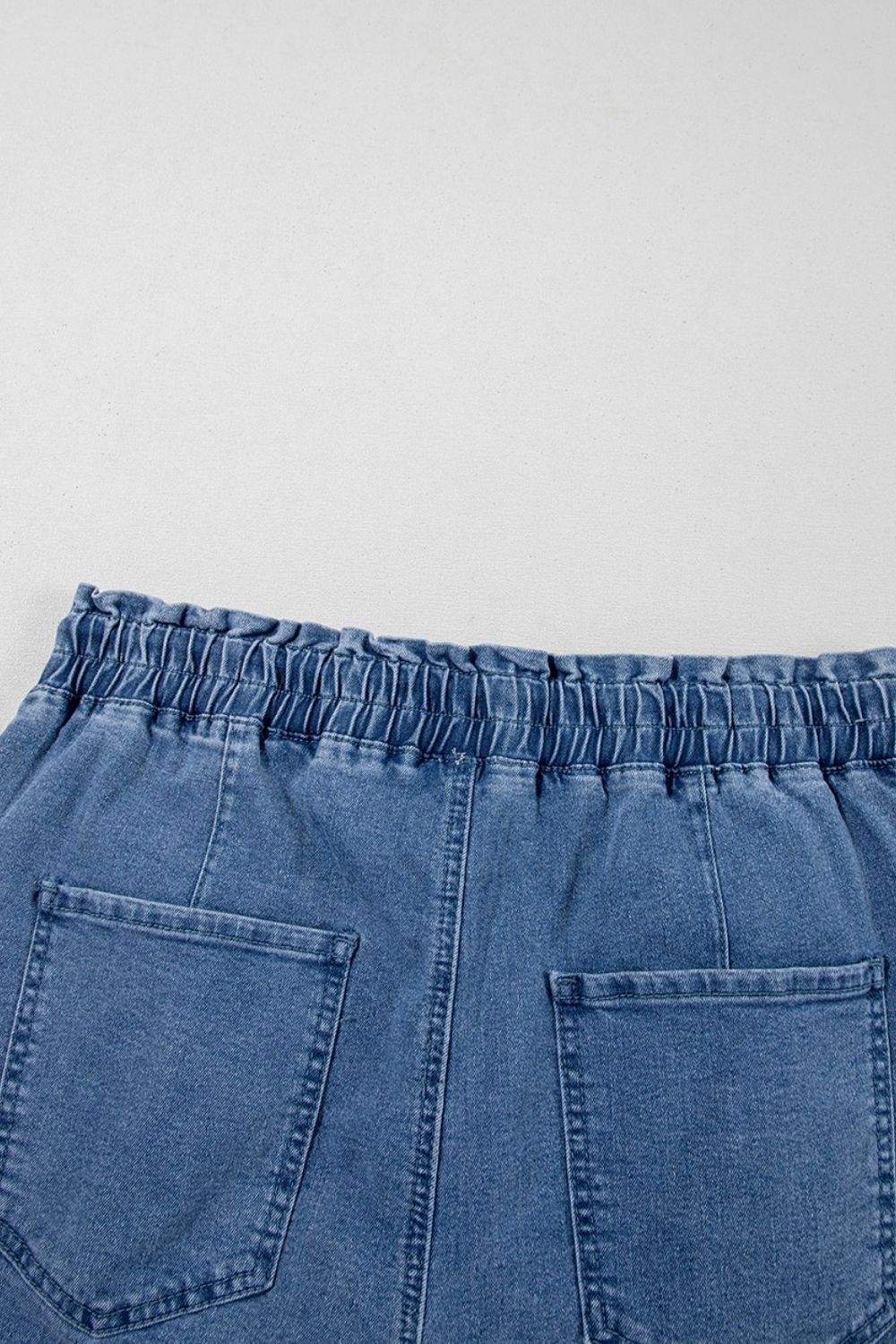 Drawstring High Waist Denim Shorts with Pockets - felvior