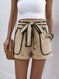 Perfee Tied Contrast Trim Shorts - felvior