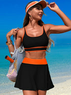 Scoop Neck Top and Skort Swim Set