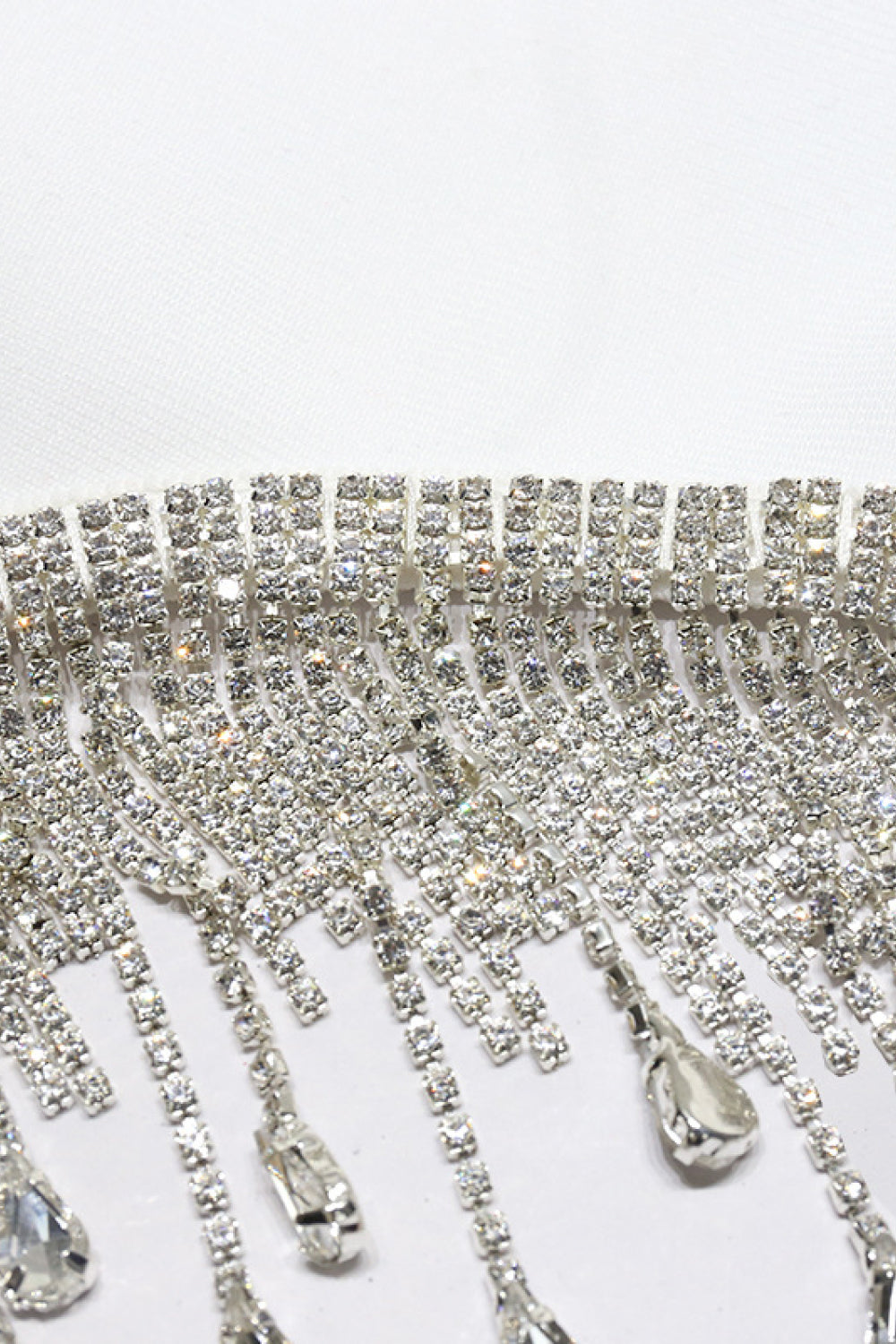 Rhinestone Tassel Hem Bodycon Dress - felvior