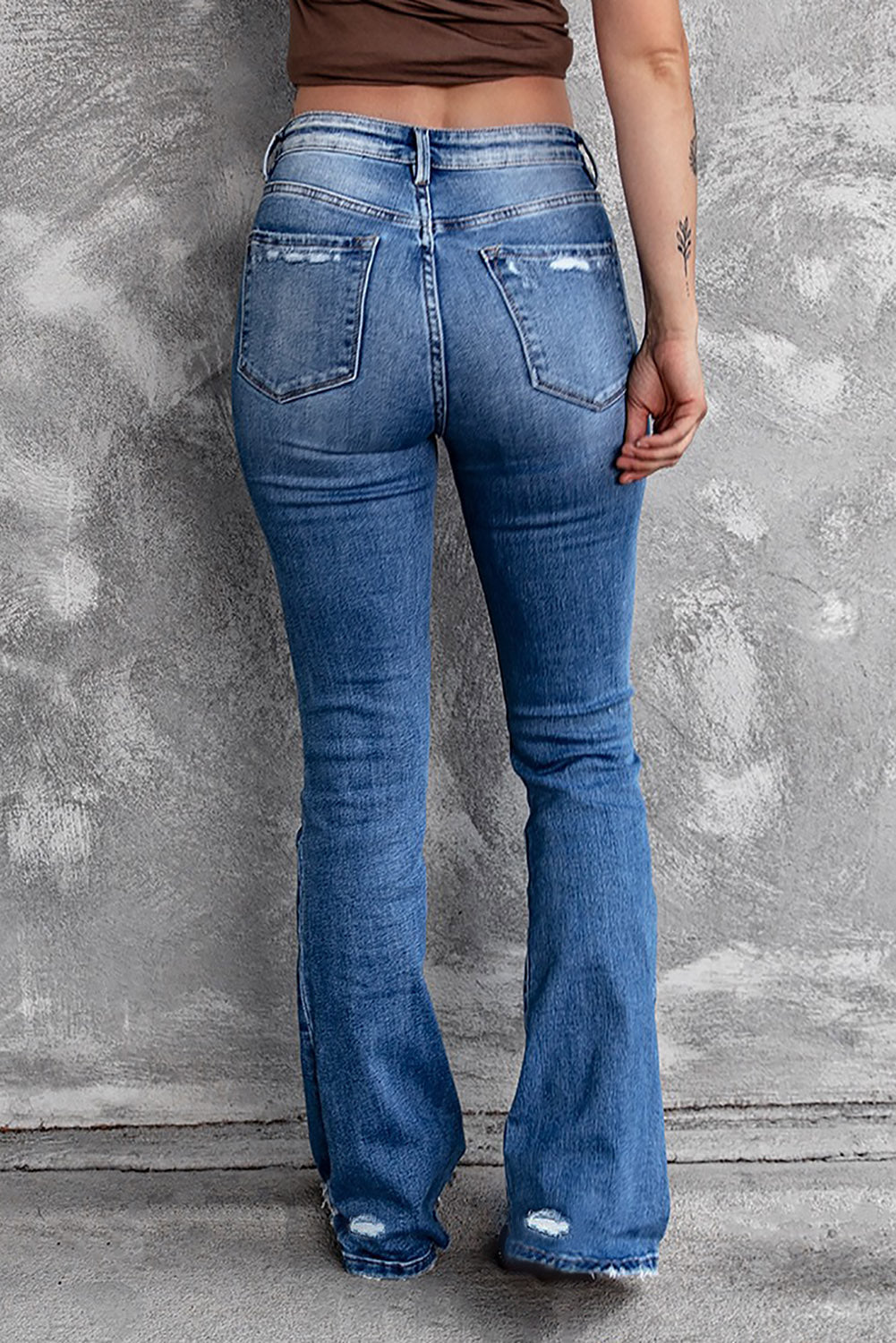 Sequin Bow Distressed Bootcut Jeans - felvior