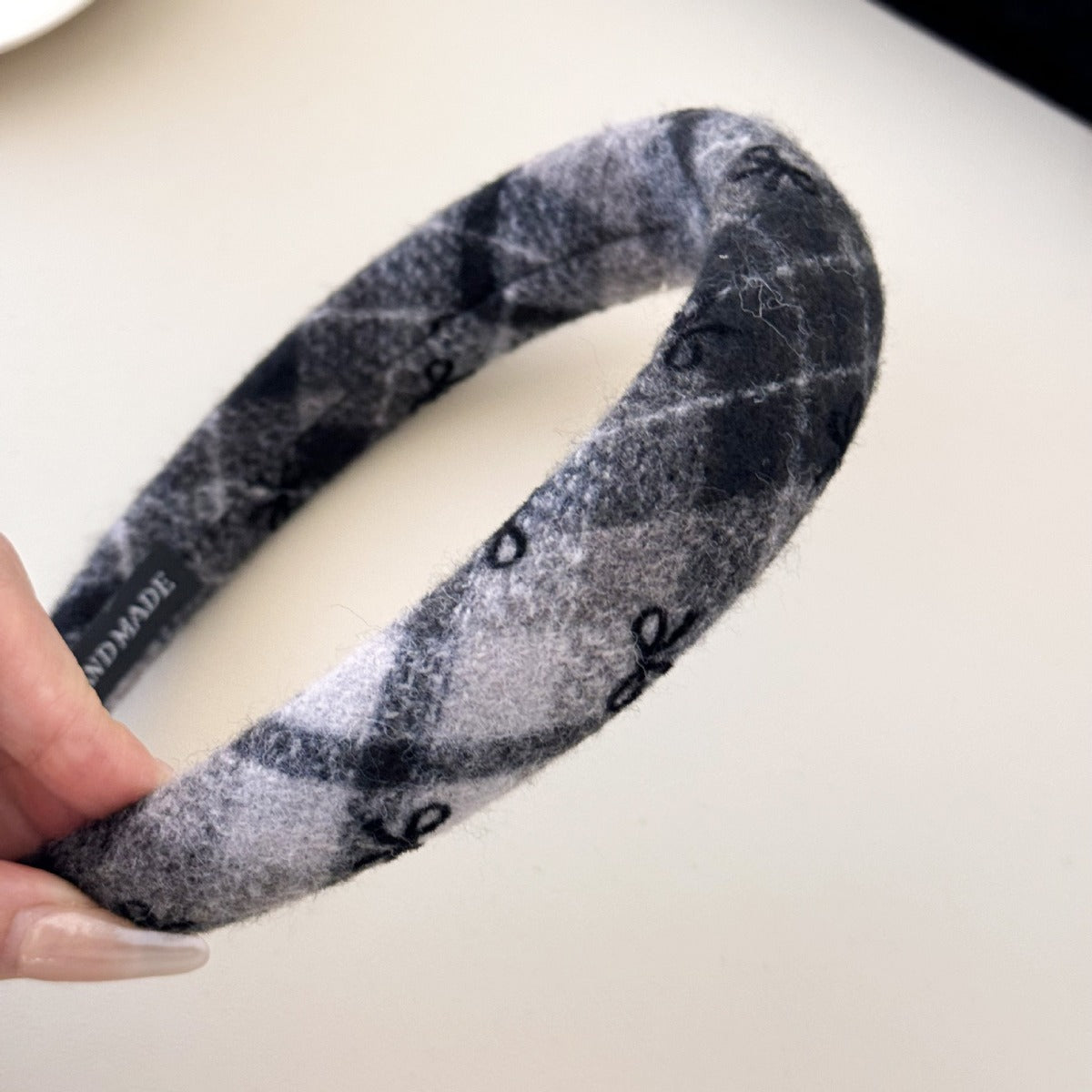 Bow Plaid Polyester Hair Headband - felvior