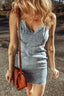 Back Zipped Mini Cami Denim Dress