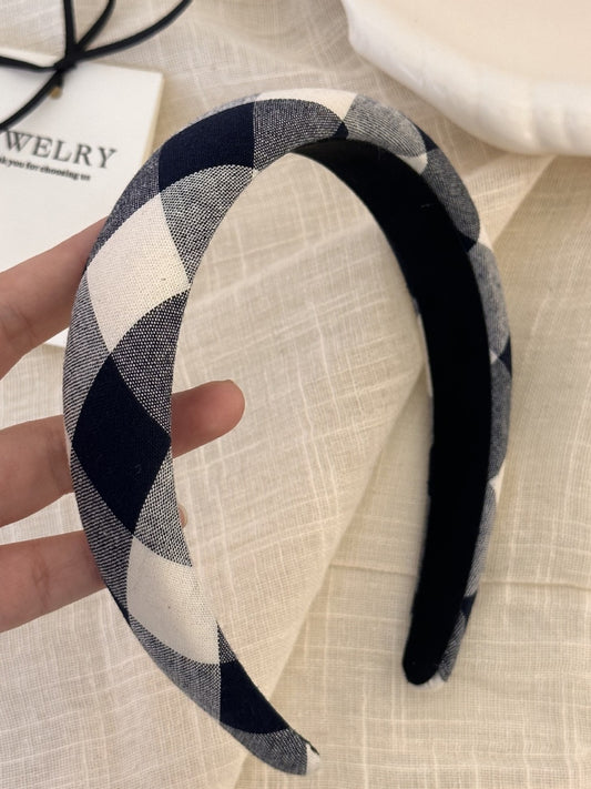 Polyester Plaid Wide Headband - felvior