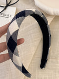 Polyester Plaid Wide Headband - felvior