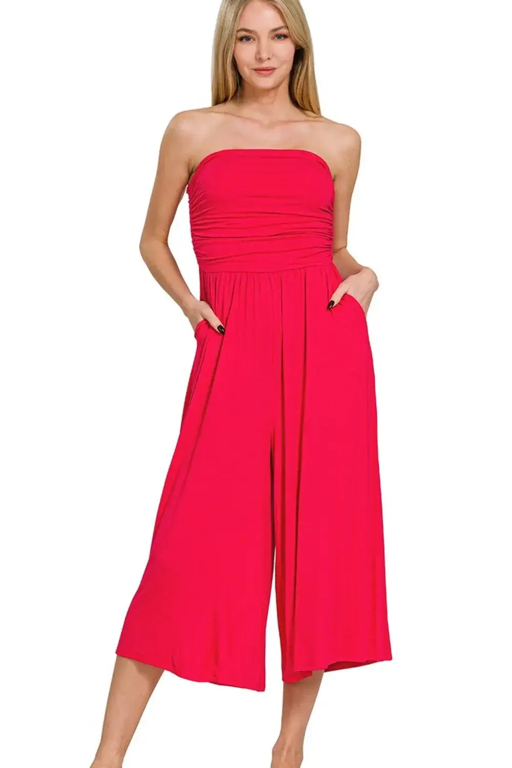 Zenana Double Layered Strapless Tube Top Jumpsuit Image principale du produit