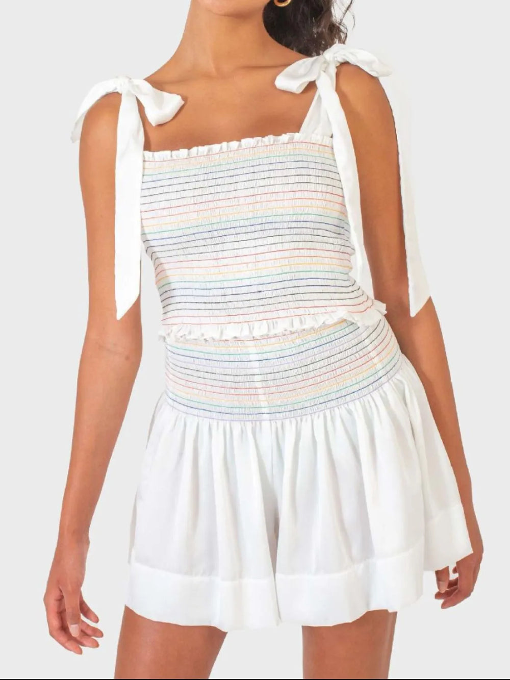 Smocked Tie Shoulder Cami and Shorts Set