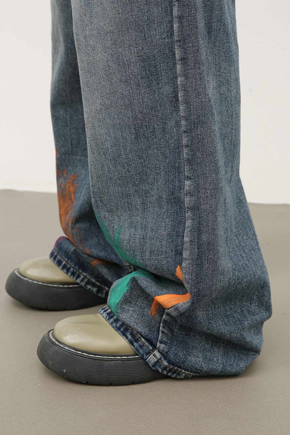 Men's Splash Print Wide Leg Jeans