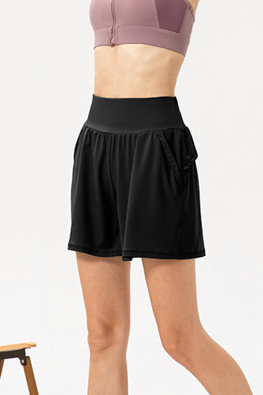 Pocketed Elastic Waist Active Shorts - felvior