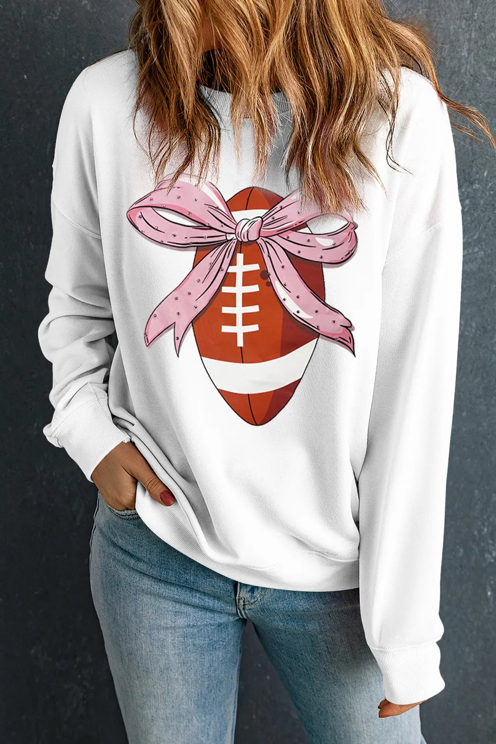 Football Round Neck Long Sleeve Sweatshirt - felvior