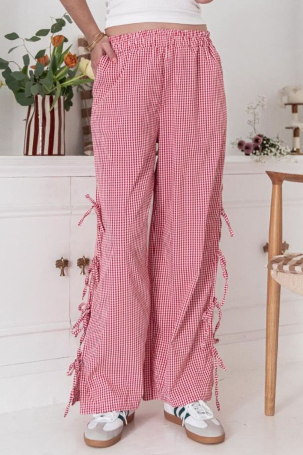 Side Tied Pants with Pockets - felvior