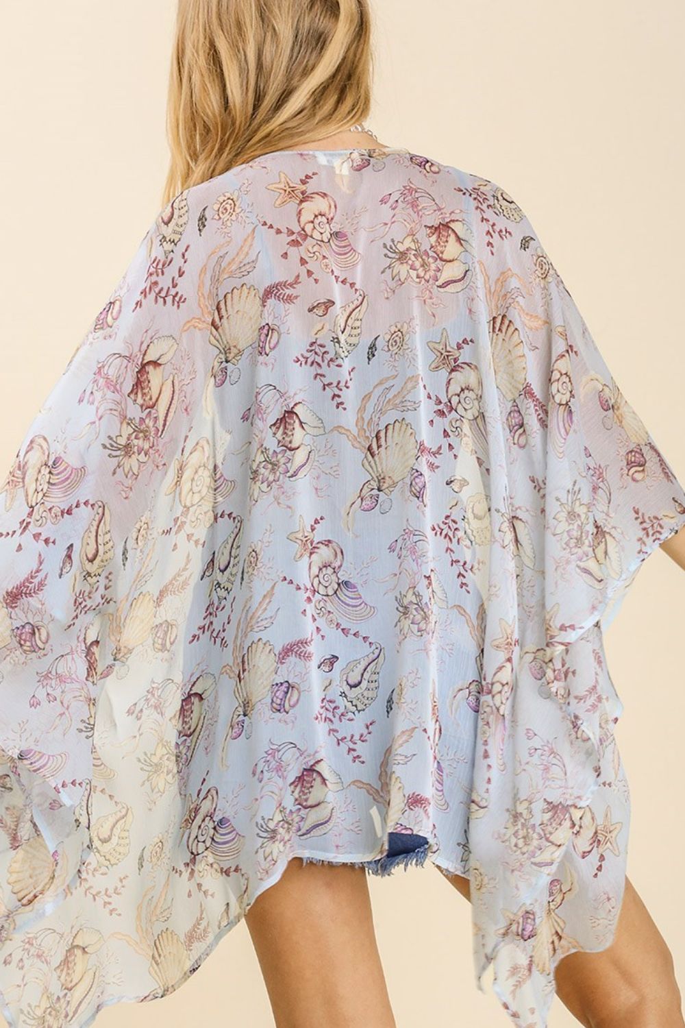 Umgee Full Size Sheer Mixed Print Kimono with Side Slit Plus Size - felvior
