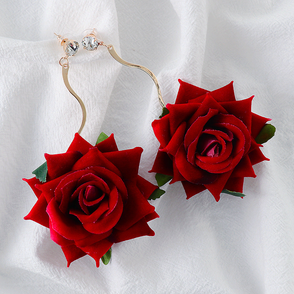 Alloy Rose Dangle Earrings - felvior