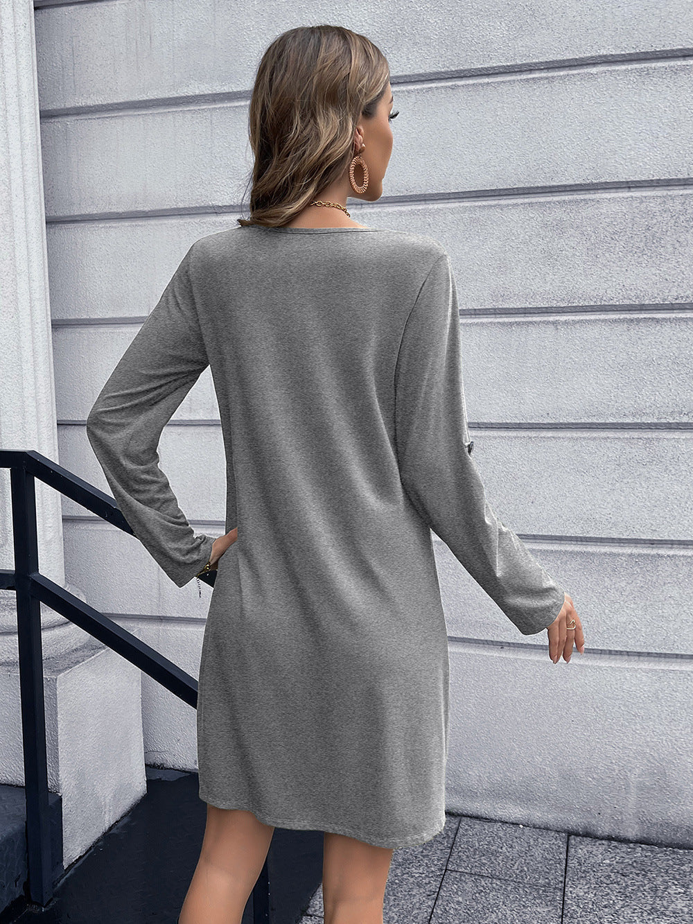 Ivy Lane Button Down V-Neck Mini Dress - felvior