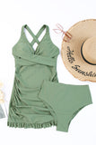 Tie Back Sleeveless Swim Dress and Bottoms Set - felvior