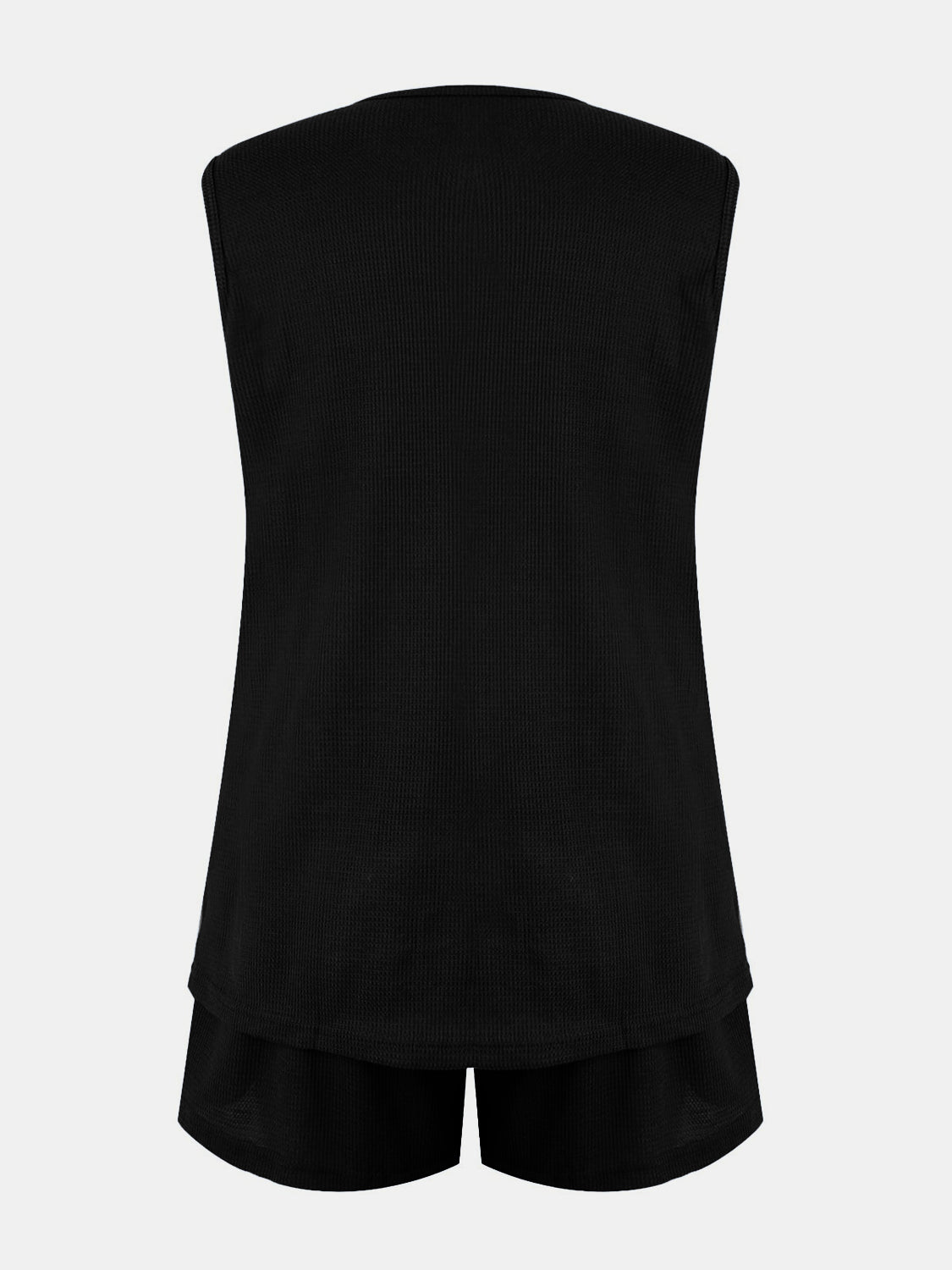 Full Size Waffle-Knit Notched Top and Shorts Set - felvior