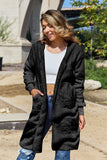 Double Take Full Size Hooded Teddy Bear Jacket with Thumbholes - felvior