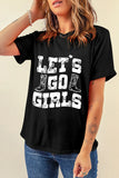 Letter Graphic Round Neck Short Sleeve T-Shirt - felvior