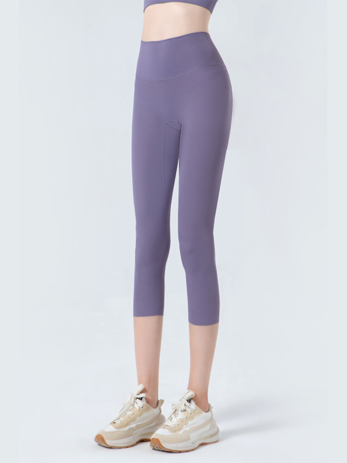 Wide Waistband Cropped Sports Leggings - felvior