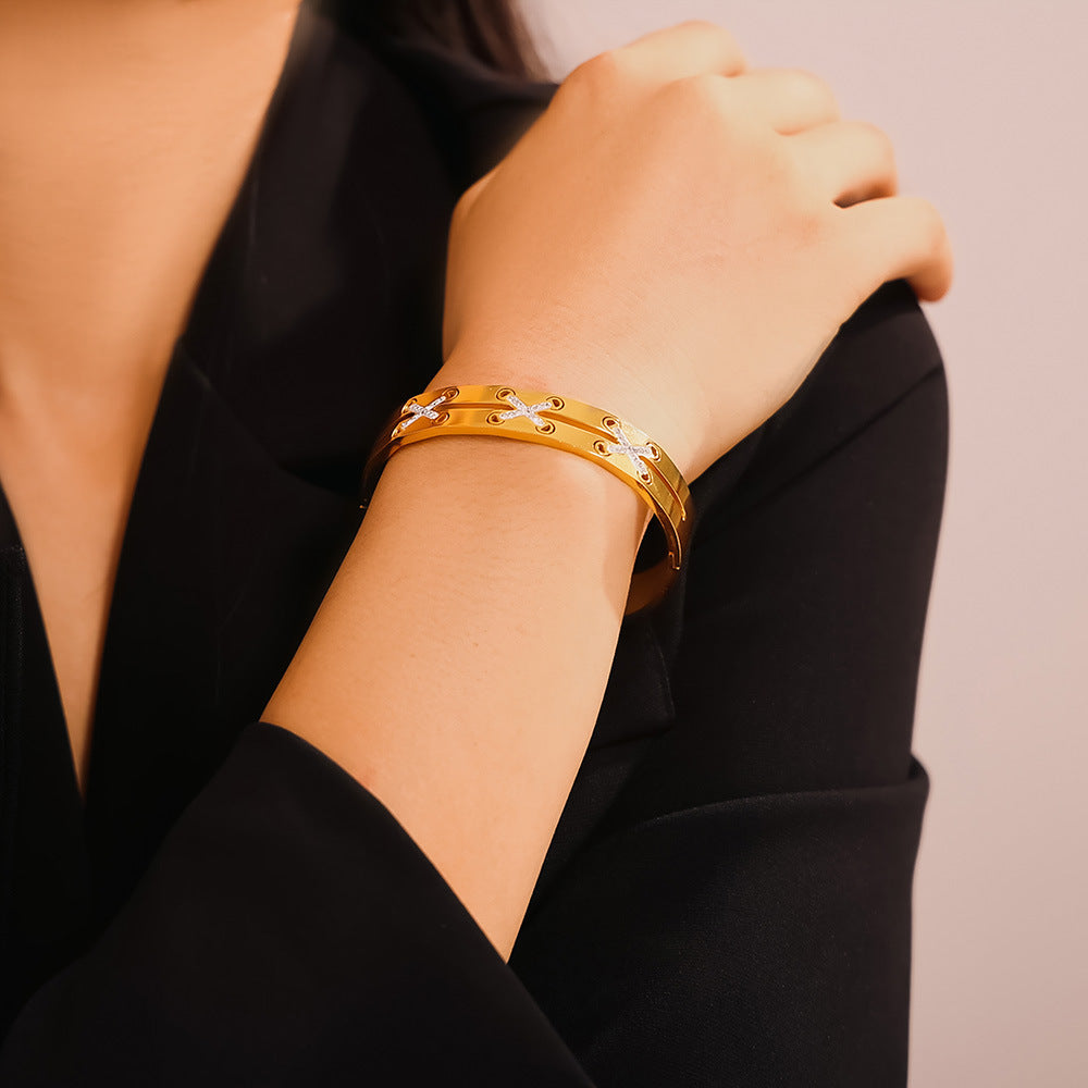18K Gold-Plated Czech Diamond Bracelet - felvior
