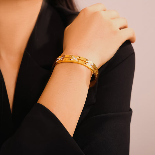 18K Gold-Plated Czech Diamond Bracelet - felvior
